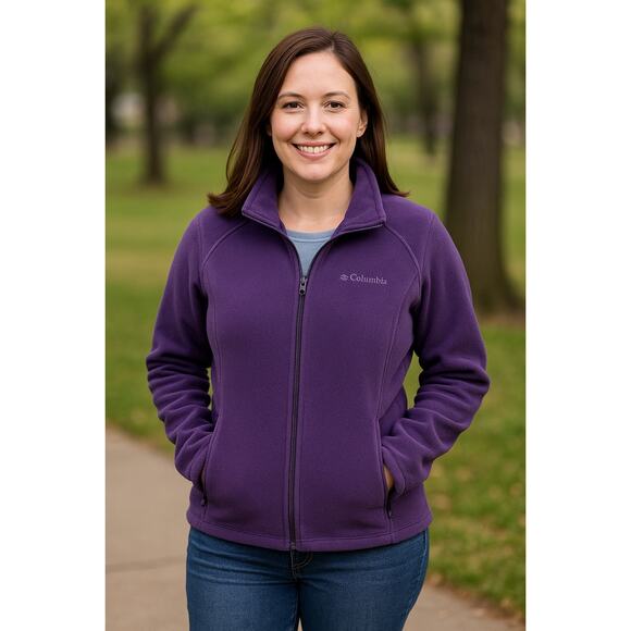 2/$30 Columbia Benton Springs Full-Zip Fleece Jacket S Women Purple Outdoor - Picture 1 of 11